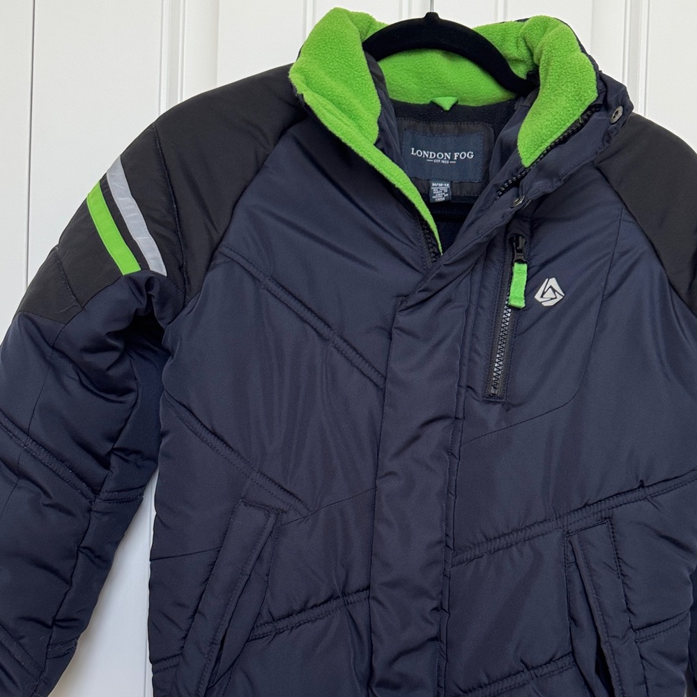London Fog Kids' Black and Green Puffer Jacket